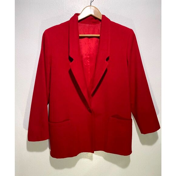 Stephen douglas LTD wool jacket VTG blazer USA made classic holiday red women 10 - Picture 1 of 8